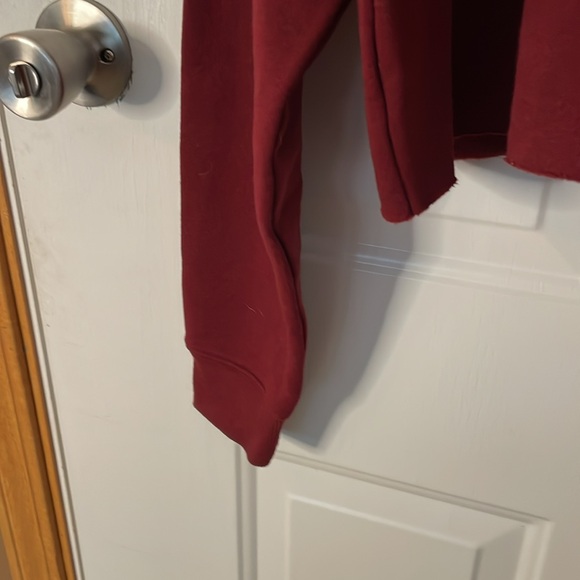NWOT Wild Fable cotton/polyester maroon hooded cropped soft sweatshirt, Size L - Picture 3 of 6